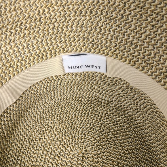 Nine West Straw Bucket Hat Womens Tan Brown Chain Faux Leather Band One Size - Picture 4 of 4